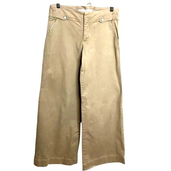 CARTONNIER Women Tan Wide Leg High Waist Trousers Y2K Utility Chic Cotton Pant 4 - Picture 1 of 11